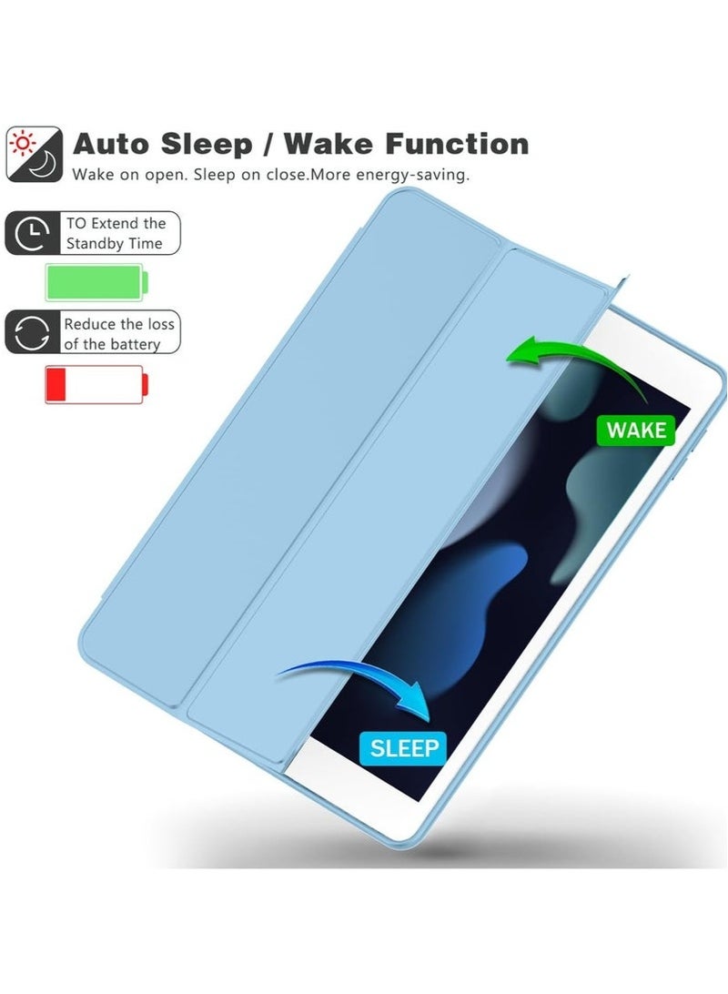 ELTRAZONE iPad 9th/8th/7th Generation 10.2-Inch Case – Slim Sky Blue Protective Cover with Pencil Holder, Smart Auto Wake/Sleep, and Transparent Shockproof Back – Compatible with iPad 2021/2020/2019 Models – Lightweight Stand Case for Work & Study - Image 3