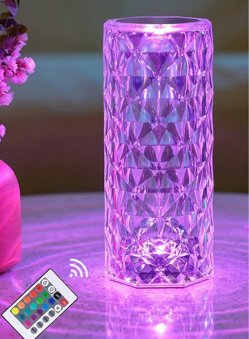 Rechargeable Rose Shadow Table Lamp,Touch and Remote Control, Colorful and Adjustable,Romantic Crystal Diamond Lamp for Valentine's Day, Birthdays, Anniversaries - Image 4