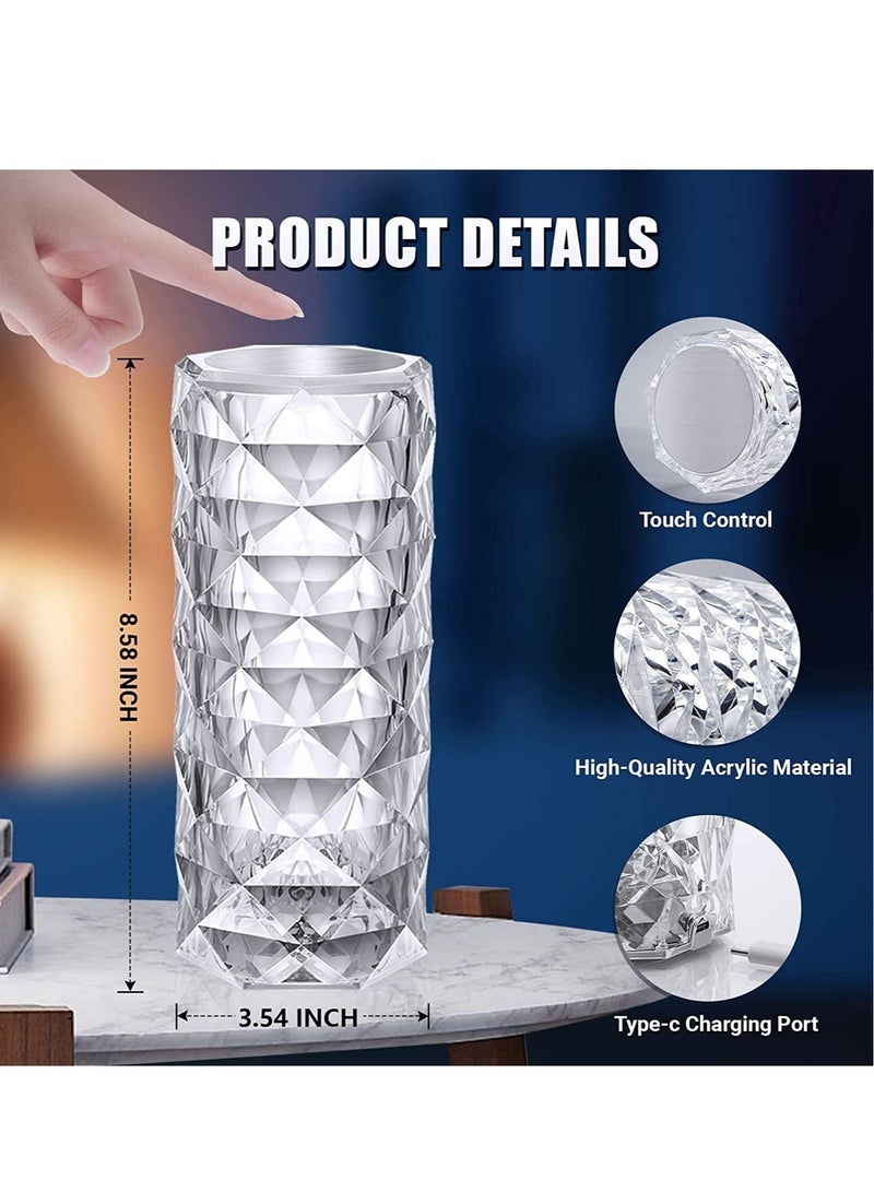 Rechargeable Rose Shadow Table Lamp,Touch and Remote Control, Colorful and Adjustable,Romantic Crystal Diamond Lamp for Valentine's Day, Birthdays, Anniversaries - Image 5
