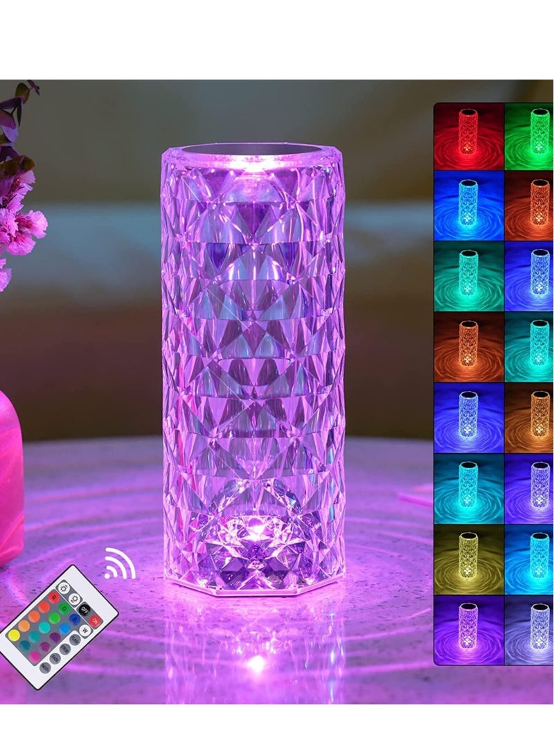 Rechargeable Rose Shadow Table Lamp,Touch and Remote Control, Colorful and Adjustable,Romantic Crystal Diamond Lamp for Valentine's Day, Birthdays, Anniversaries - Image 3