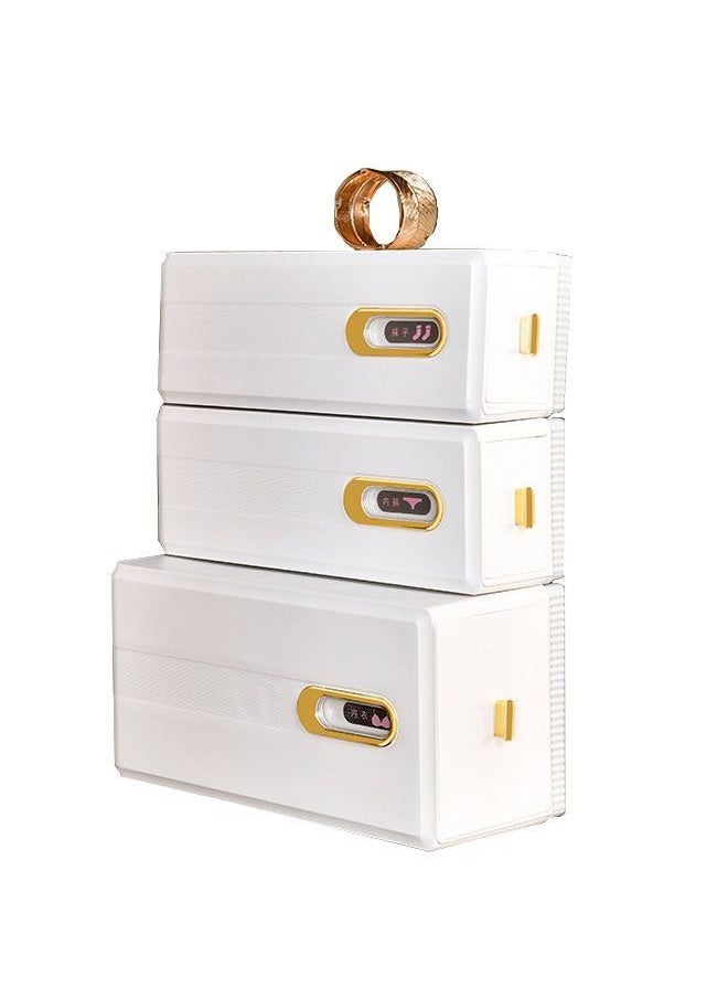 ZCM-HAPPY 3pcs Underwear Storage Drawer Storage Box Wall Mounted Sliding Sock Storage Box Self Adhesive Dustproof Waterproof Clothes Wardrobe Accessories  - Image 1
