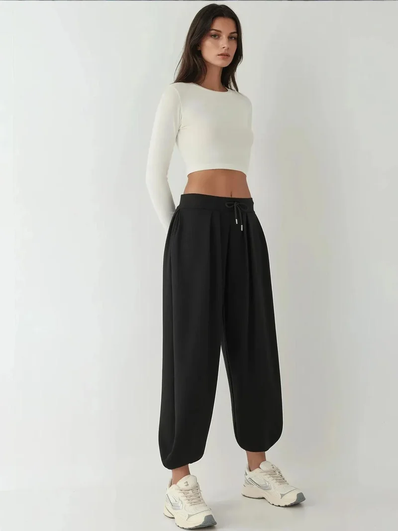 Hiccup Black Modal Touch Salwar Pants with Pockets for Women | Best Price UAE