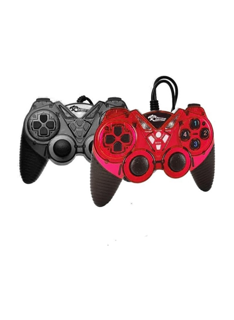 Cougar - COUGAR-EGY (9082) USB Wired Double Gamepad Turbo Controller with Vibration Function For PC or Laptop, 1.5 Meter (BLack and red) - Image 1