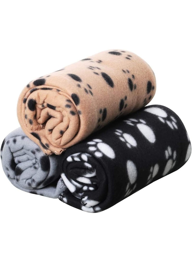 3 قطع بطانيات الحيوانات الأليفة ، بطانيات الصوف الأليفة الناعمة للكلب القط ، رمي البلوش الكبيرة الإضافية ، لمس الصوف الناعم ، غطاء السرير مع الكف الطباعة ، للجرو القط والحيوانات الصغيرة الأخرى - Image 1