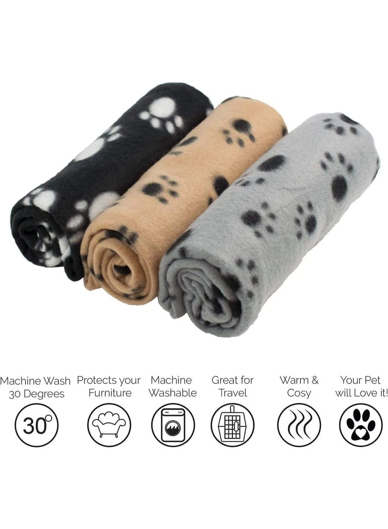 3 قطع بطانيات الحيوانات الأليفة ، بطانيات الصوف الأليفة الناعمة للكلب القط ، رمي البلوش الكبيرة الإضافية ، لمس الصوف الناعم ، غطاء السرير مع الكف الطباعة ، للجرو القط والحيوانات الصغيرة الأخرى - Image 4