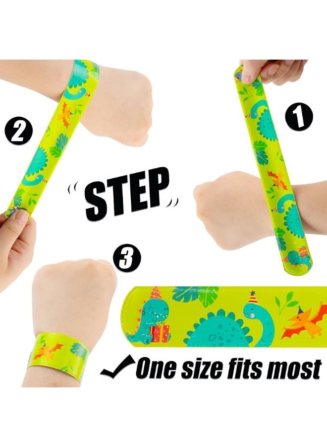 POPLAY 48PCS Kids Slap Bracelets, Slap Wristbands Bulk Tie Dye Bracelets Dinosaurs Mermaid Space Galaxy for Party Favors Classroom Prizes Exchanging Gifts - Image 1