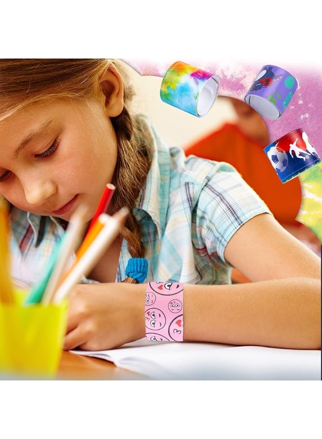 POPLAY 48PCS Kids Slap Bracelets, Slap Wristbands Bulk Tie Dye Bracelets Dinosaurs Mermaid Space Galaxy for Party Favors Classroom Prizes Exchanging Gifts - Image 2