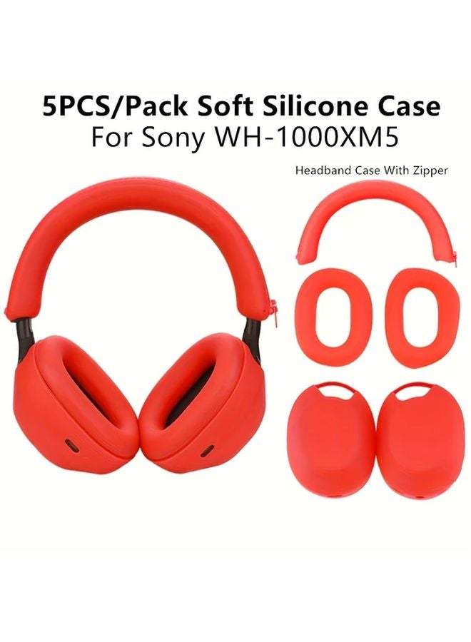 Red Protective Cover Set For Sony WH 1000XM5 Headphones 5PCS Dust Proof Shock Absorbing - Image 5