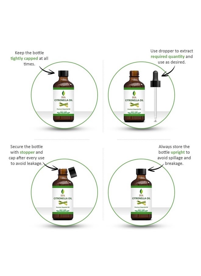 SVA Organics SVA Citronella Essential Oil 4oz (118ml) Premium Essential Oil with Dropper for Diffuser, Aromatherapy, Hair Care, Candle Making & Skin Care  - Image 2