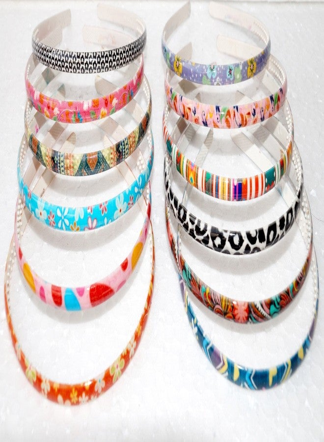 Fok Set Of 20 Pcs Bright Color Cotton Rubberbands & 4 Pcs Multi Color & Printed Design Plastic Hairbands (8 mm) - Image 3