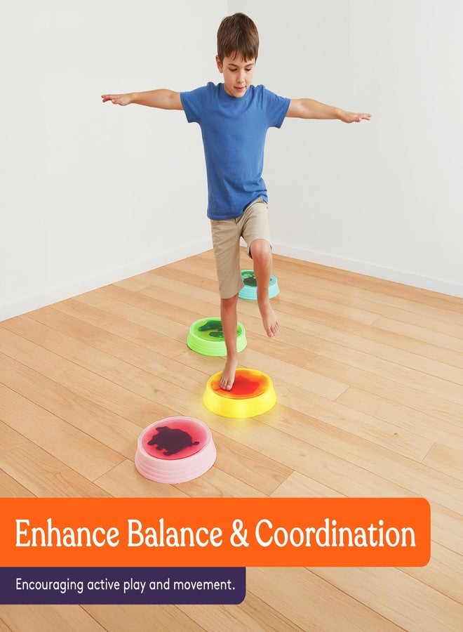 Special Supplies Liquid Gel LED Stepping Stones for Kids - Light-Up Circle Balance Blocks - Promote Coordination, Balance, Strength for Toddlers & Children - Durable Non-Slip Rubber, Safe Indoor & Outdoor Play - 4 Pack - Image 2