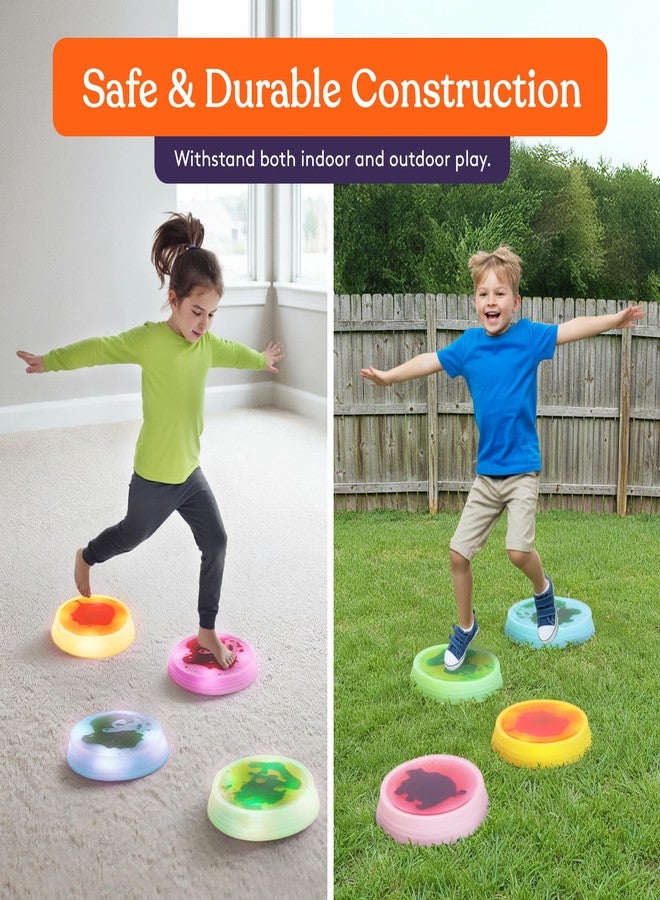 Special Supplies Liquid Gel LED Stepping Stones for Kids - Light-Up Circle Balance Blocks - Promote Coordination, Balance, Strength for Toddlers & Children - Durable Non-Slip Rubber, Safe Indoor & Outdoor Play - 4 Pack - Image 4