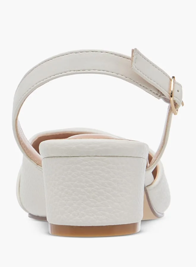 سيليست Women's Textured Mules with Buckle Closure and Block Heel