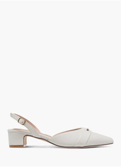 Celeste Women's Textured Mules with Buckle Closure and Block Heel  - Image 3