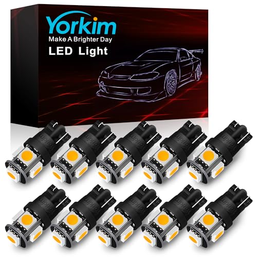 Yorkim 194 LED Bulbs Warm White Super Bright New 5th Generation, T10 168 LED Bulb for Car Interior Door Courtesy Dome Map License Plate Lights W5W 2825,Pack of 10 - Image 1