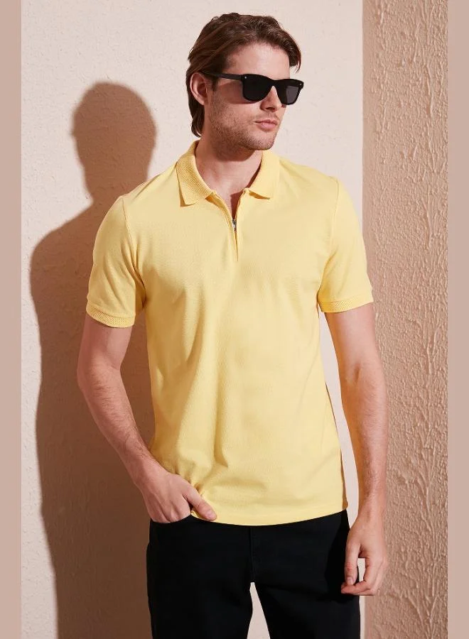 Buratti Buratti Cotton Regular Fit Half Zipper Polo Collar T Shirt Men's Polo Collar T-Shirt 5901029
