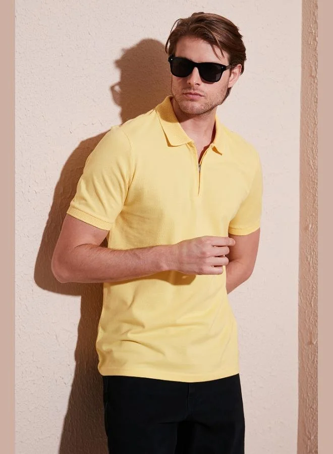 Buratti Cotton Regular Fit Half Zipper Polo Collar T Shirt Men's Polo Collar T-Shirt 5901029