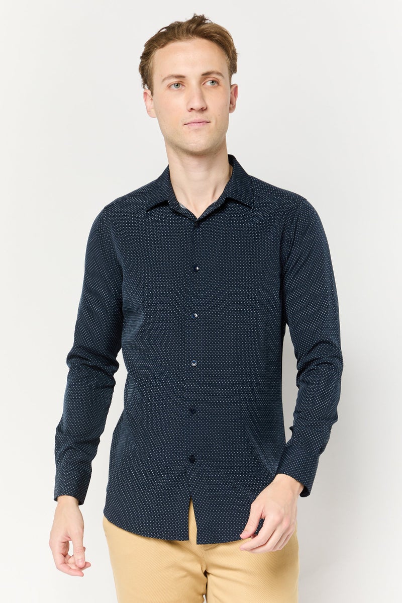 Scotch & Soda Men Modern Fit Allover Print Long Sleeve Dress Shirt, Multicolor - Image 1