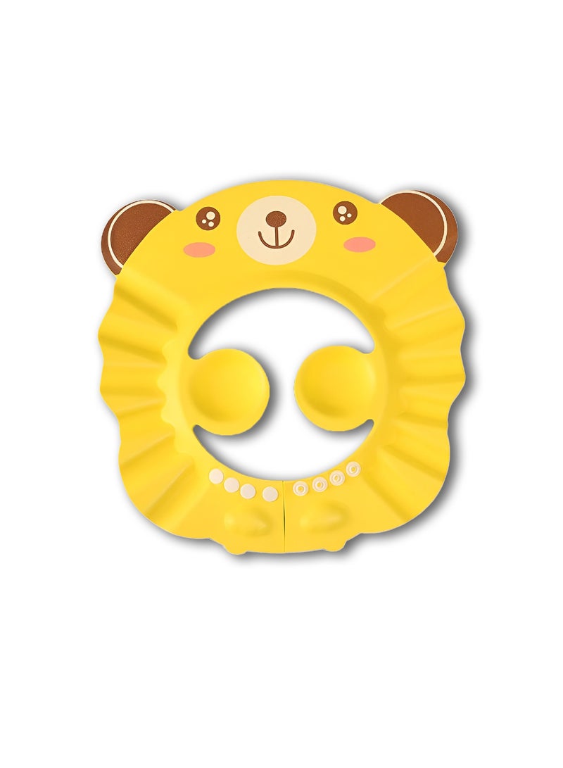 Adjustable Baby Bath Visor Infant Bathing Protection Cap Safe Shampoo Shower Hat with Ear Protection in Bear Theme - Image 1