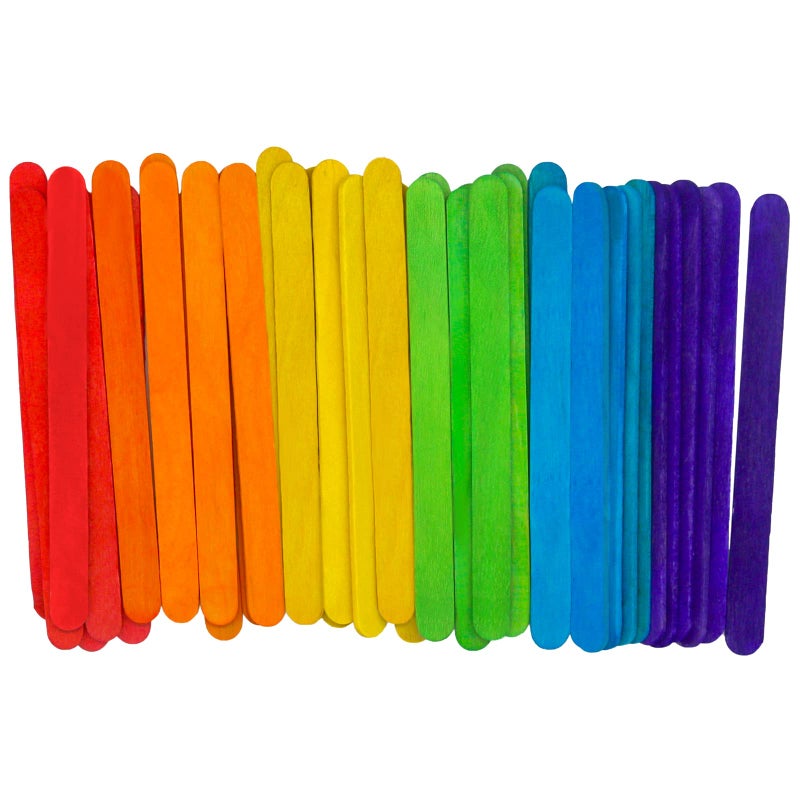 WISYOK 120 Pcs Colored Premium Popsicle Sticks for Crafts 45 Inch Colored Wooden Craft Sticks Ice Cream Sticks Lolly Sticks Great for DIY Craft Creative Designs and Children Education