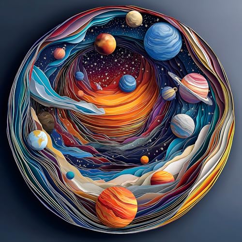 MINIWAN 500 Piece Puzzles for Adults Clearance Mysterious 3D Stereoscopic Cosmic Planets Puzzle for Impossible Challenge Art Jigsaw Puzzles for Gifts Party Games Family Fun 20 20 Inch DustFree Puzzle - Image 1