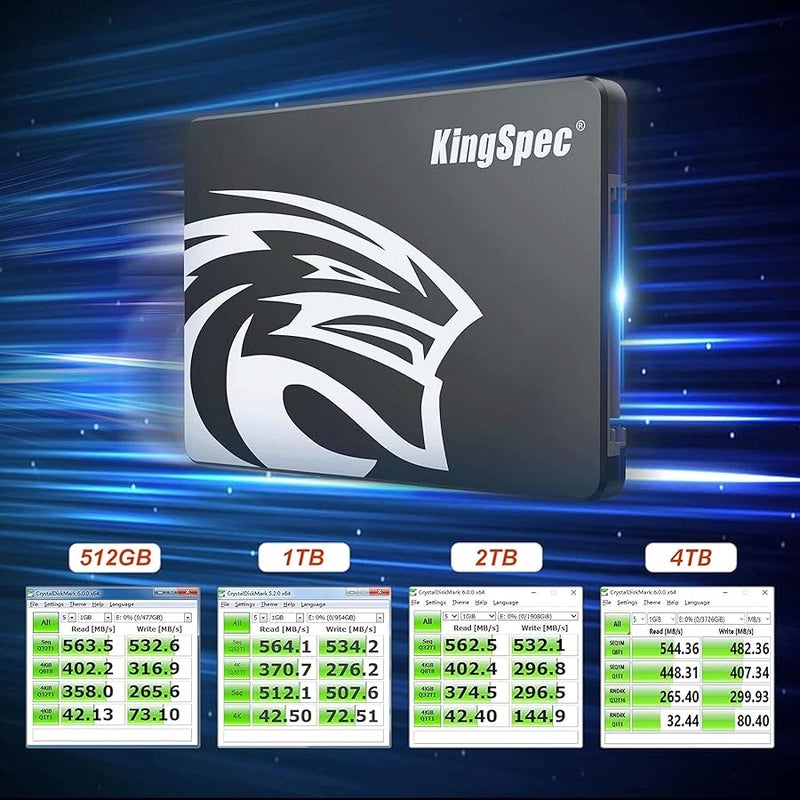 كينجس بيك كينج سبيك SSD ساتا III 2TB 6Gb/s، 2.5 انش ساتا SSD مع فلاش ناند ثلاثي الابعاد، اقراص صلبة داخلية، للابتوب والكمبيوتر المكتبي (R/W سرعة تصل الى 550/520 ميجابايت/ثانية) - Image 2