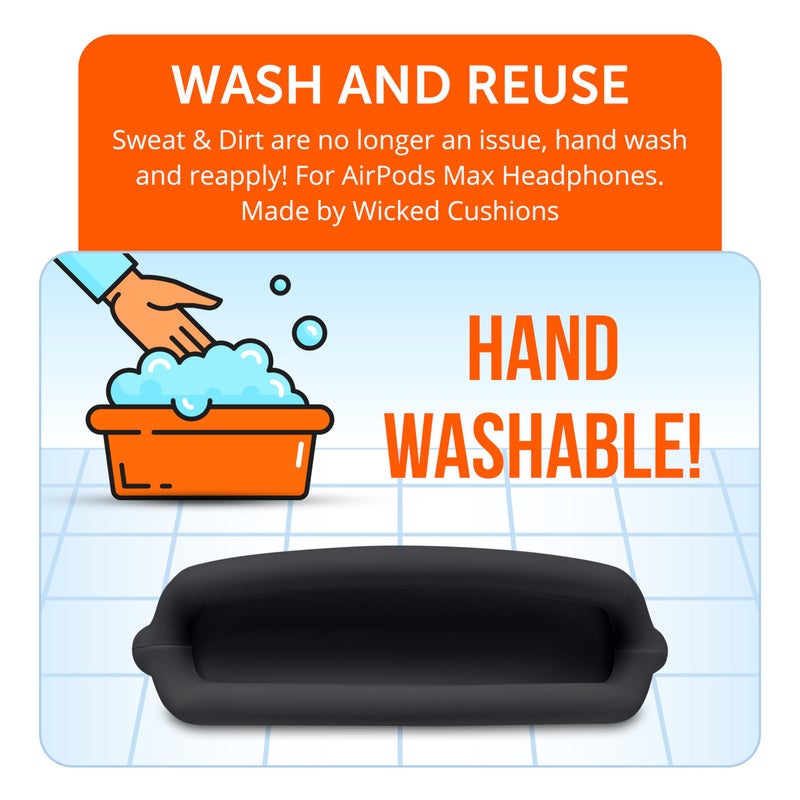 WC BandZ Max - Silicone Headband Cover for Airpods Max Headphones, Made by Wicked Cushions | Enhanced Comfort and Protection | Available in Wicked Designs | Black - Image 5