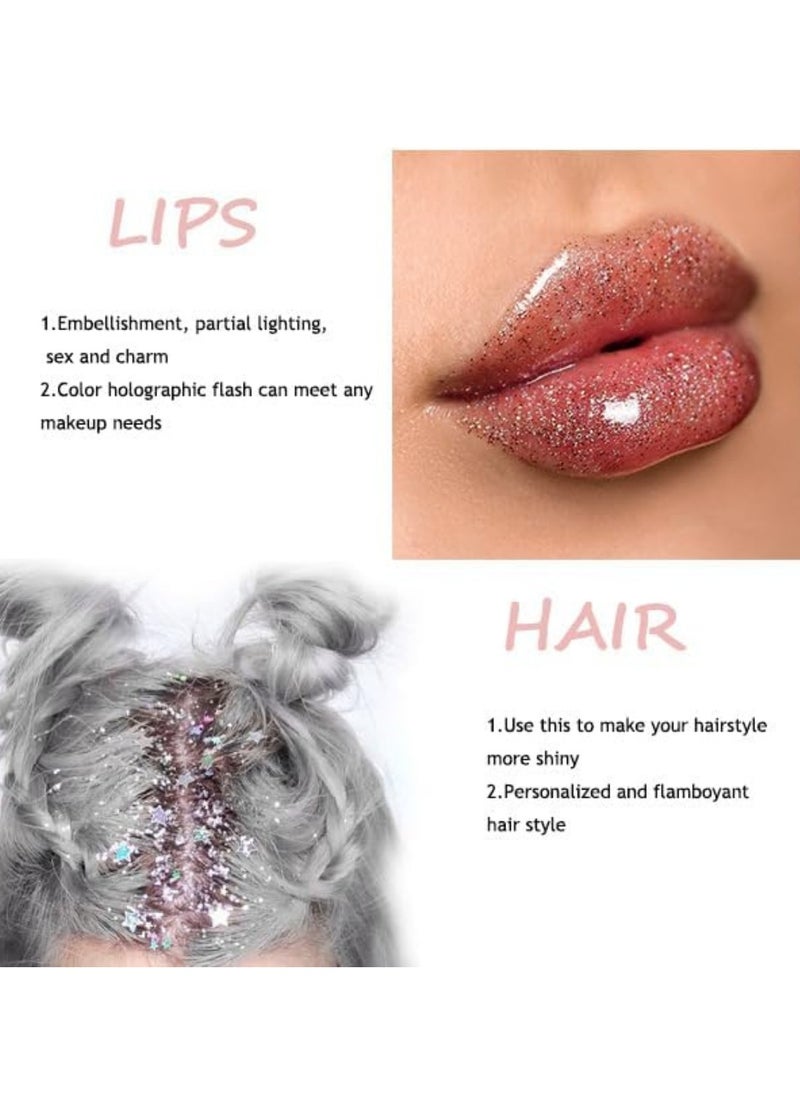Fit Colors - 50ml Glitter Zone Holographic Body Glitter Gel for Face Body and Hair Nails Glitter Makeup Liquid Long Lasting Sparkling Chunky Glitter Gel Body Glitter Gel Face Glitter 02 - Image 1