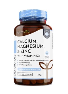 Nutravita Calcium Magnesium Zinc & Vitamin D3 365 Vegetarian Tablets High Strength Calcium Supplement 6 Month Vegetarian Supply Of Osteo Supplement Made In The Uk  - Image 1