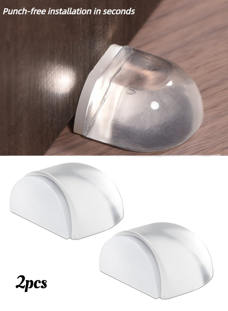 2pcs Door Stopper Transparent Self-Adhesive Door Stopper Floor Wall Buffers Protector Acrylic Shower Door Stopper No Drilling for Home Office Protect Walls and Furniture, Clear  - Image 1