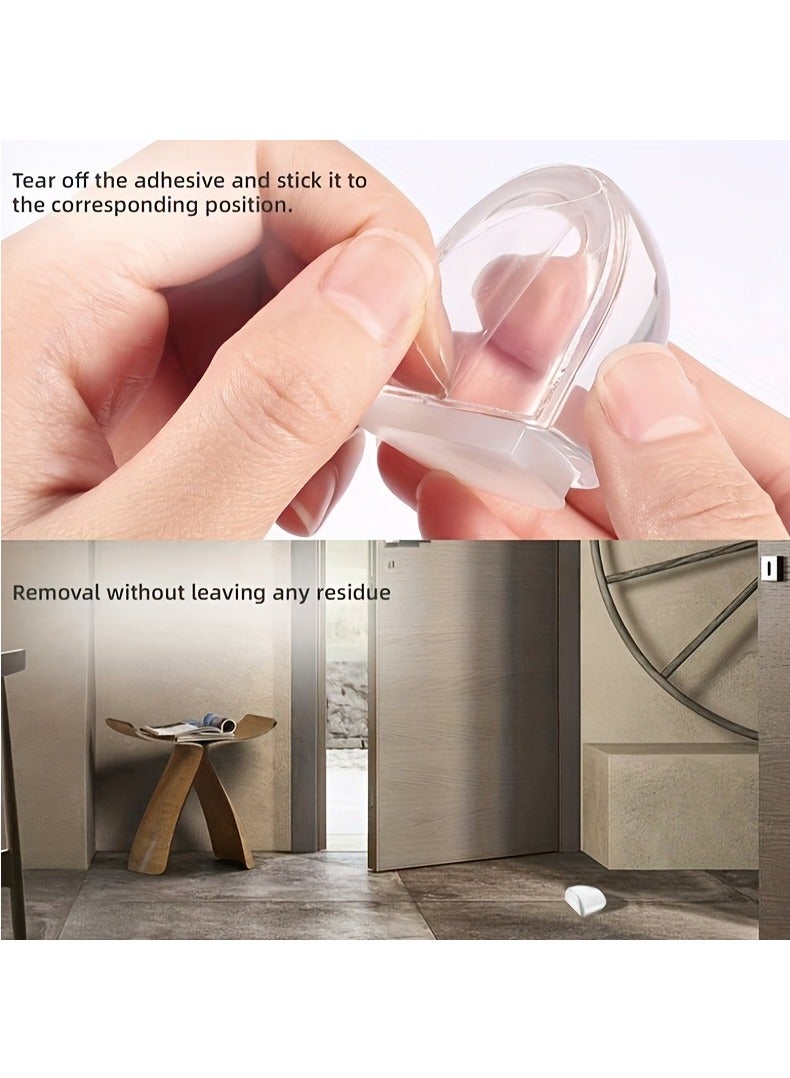 2pcs Door Stopper Transparent Self-Adhesive Door Stopper Floor Wall Buffers Protector Acrylic Shower Door Stopper No Drilling for Home Office Protect Walls and Furniture, Clear  - Image 4