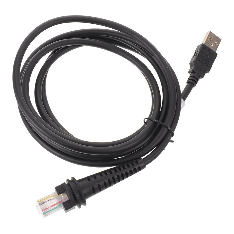 كابل م��امنة بيانات ماسح الباركود متوافق مع Honeywell، 6.5 قدم، أسود USB إلى مقبس وحدات كابل ماسح يدوي، كابل واجهة مضيف نقطة البيع - Image 1