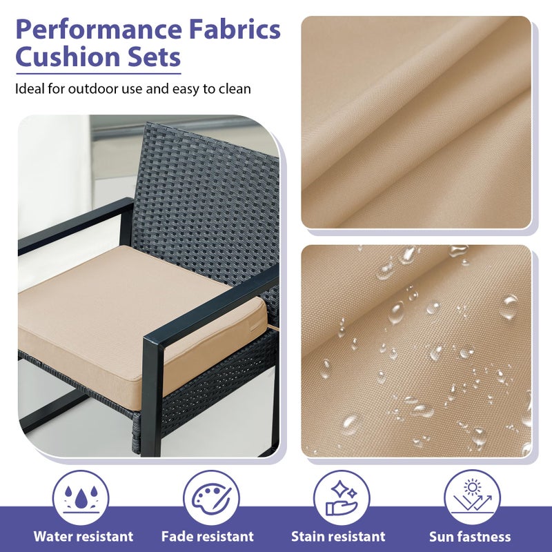 IPYNBAP Outdoor Chair Cushions Set of 4 -Waterproof Outdoor Seat Cushions for Patio Furniture, Patio Chair Cushion with Handle and Ties, Square Out Door Chair Pads,19" x 19" x 3", Beige - Image 3