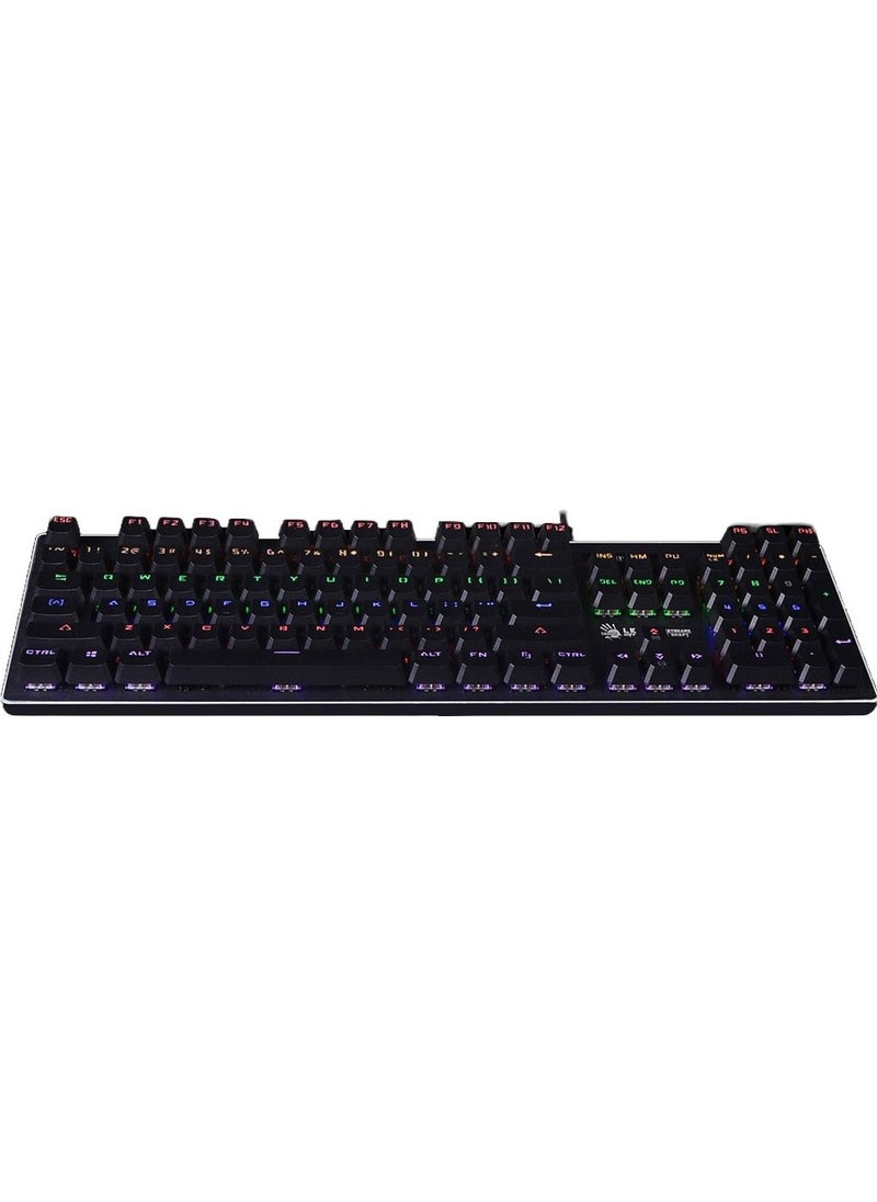 Bloody - B760 Gaming Mechanical Keyboard – LK Optical Green Switch (Tactile And Clicky) - English & Arabic Keys - 0.2ms Key Response - Metallic Body - Backlighting Neon Glare System (Grey) - Image 1