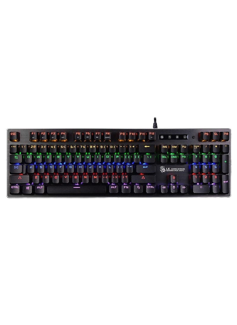 Bloody - B760 Gaming Mechanical Keyboard – LK Optical Green Switch (Tactile And Clicky) - English & Arabic Keys - 0.2ms Key Response - Metallic Body - Backlighting Neon Glare System (Grey) - Image 1