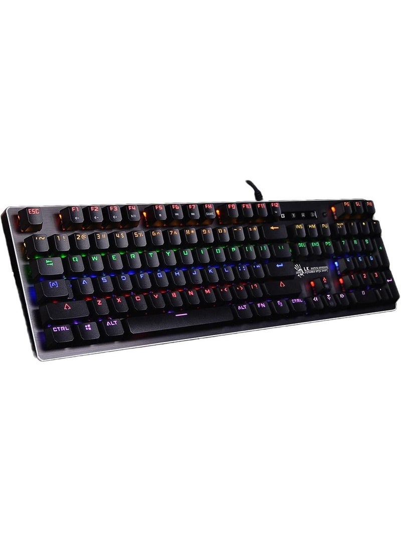 Bloody - B760 Gaming Mechanical Keyboard – LK Optical Green Switch (Tactile And Clicky) - English & Arabic Keys - 0.2ms Key Response - Metallic Body - Backlighting Neon Glare System (Grey) - Image 1