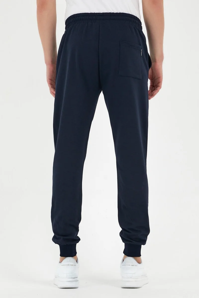 mmetalic Navy Blue Men's Sweatpants with Label Back and Side Pockets Regular Fit