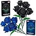 Sitodier 2 in 1 Flower Bouquet Building Set 5pcs Black and 5pcs Blue Roses for Women Gilrs Valentines Day Gift for Lover Mom Wife Couple and Girlfriend Gothic Romantic Home Room Office Decor - Image 2