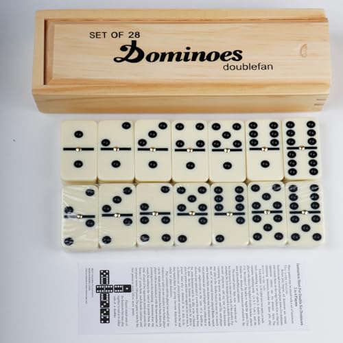 Doublefan Dominos Set for Adults, Double 6 Domino Game, Double Six Standard Domino with Natural Wooden Box, 28 Tiles,Tradditional Board Game for Adults and Elderly. - Image 3