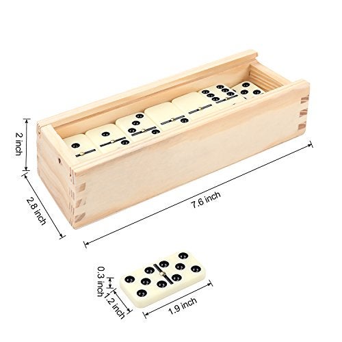 Doublefan Dominos Set for Adults, Double 6 Domino Game, Double Six Standard Domino with Natural Wooden Box, 28 Tiles,Tradditional Board Game for Adults and Elderly. - Image 4