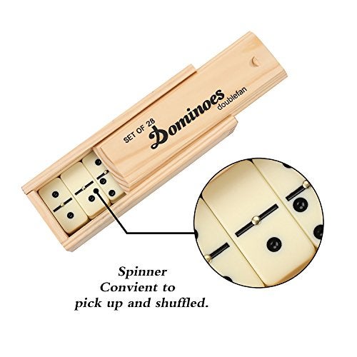 Doublefan Dominos Set for Adults, Double 6 Domino Game, Double Six Standard Domino with Natural Wooden Box, 28 Tiles,Tradditional Board Game for Adults and Elderly. - Image 5