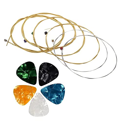 IMAGINEA Guitar Strings Set of 6 Stainless Steel Acoustic Guitar String Replacement Guitar Strings with Guitar Picks Guitar Accessories for Acoustic Guitar - Image 1