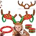 LEDeng 2PCS Christmas Party Toss Game Inflatable Reindeer Antler Hat with Rings for Kids Adults Family Xmas Fun Games1 Pump8 Rings 2 Antlers - Image 2