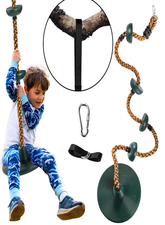 ZENFUN Climbing Rope with Platforms for Kids, Tree Swing with Climbing Rope&Platforms Disc, Secure Trees House Swing with Carabiner and Strap Kit, Gym Backyard, Playground Accessories, Max Load: 220lb - Image 5
