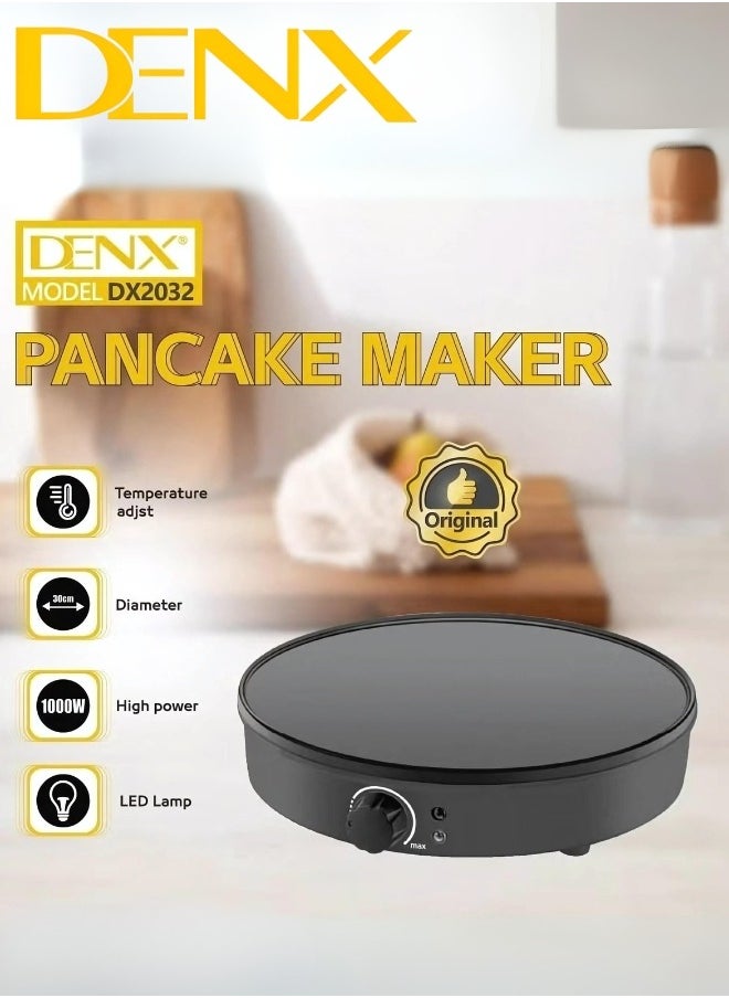 Denx - DENX Crepe Pancake Maker, Adjustable Temperature Control | 1000W - Image 1