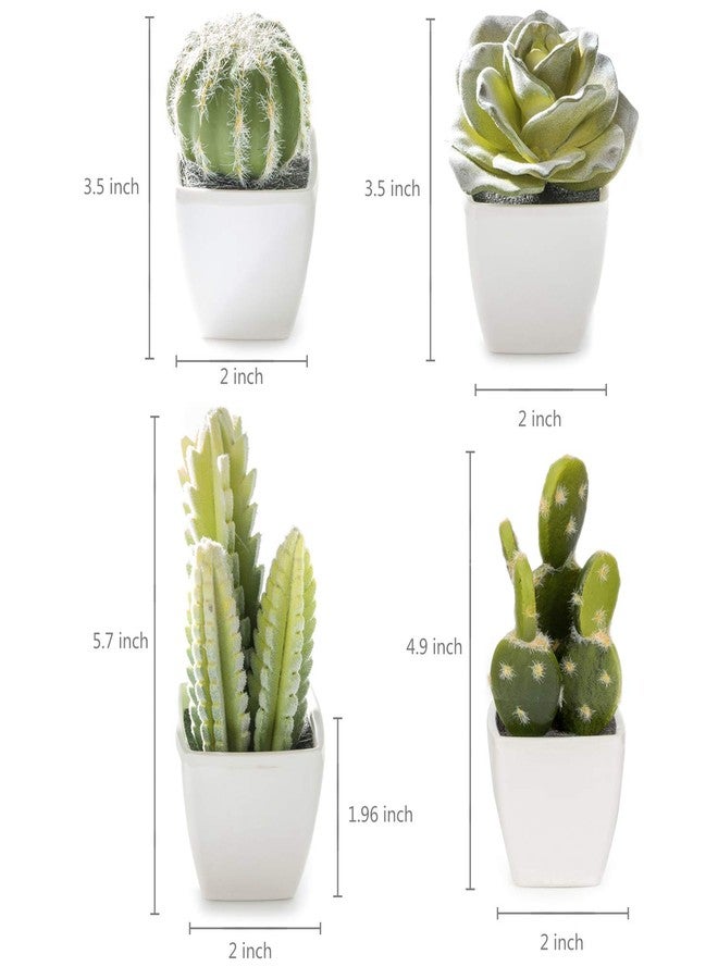 Nattol Artificial Mini Succulent & Cactus Plants in White Cube-Shaped Pots for Home Decor, Set of 4 - Image 5