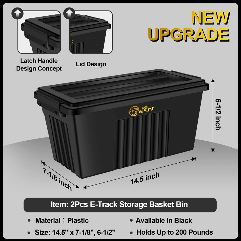 Onesnt 2 Pack E-Track Basket Storage Bin for E Track Accessories for Enclosed Trailer- System to Tool Organizer Workshop, Garage - Image 2