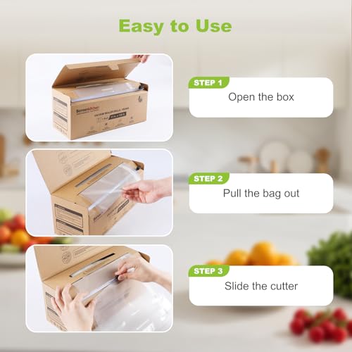Bonsenkitchen [2025 جديد] أكياس فراغ بونسين كيتشن 11 بوصة × 150 قدم مع قاطع لتخزين الطعام، درجة تجارية، خالية من BPA، رائعة لتحضير الوجبات والطهي بطريقة السوس فيد - Image 2