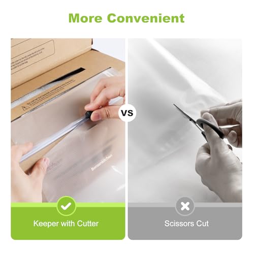 Bonsenkitchen [2025 جديد] أكياس فراغ بونسين كيتشن 11 بوصة × 150 قدم مع قاطع لتخزين الطعام، درجة تجارية، خالية من BPA، رائعة لتحضير الوجبات والطهي بطريقة السوس فيد - Image 4