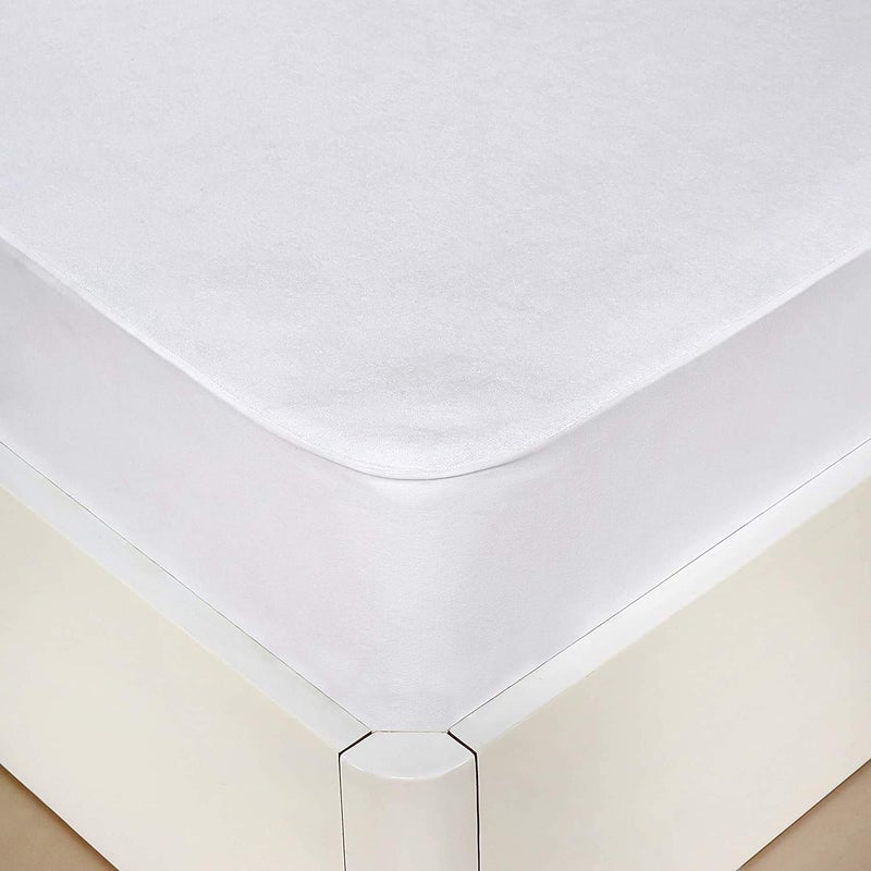 INDIA FURNISH India Furnish Terry Waterproof Mattress Protector with Elastic Skirting Twin Size White 48x72 - Image 2